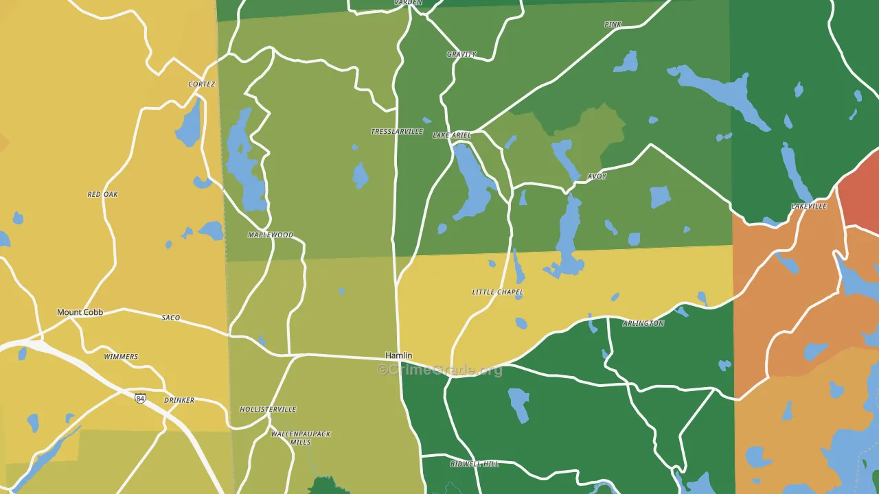 Lake Ariel, PA Map of Vehicle Theft Rates