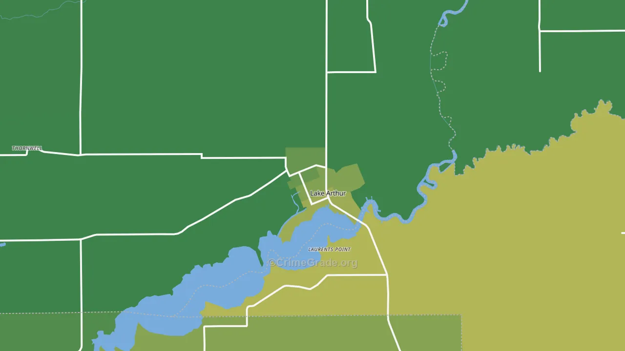 Lake Arthur, LA Map of Vehicle Theft Rates