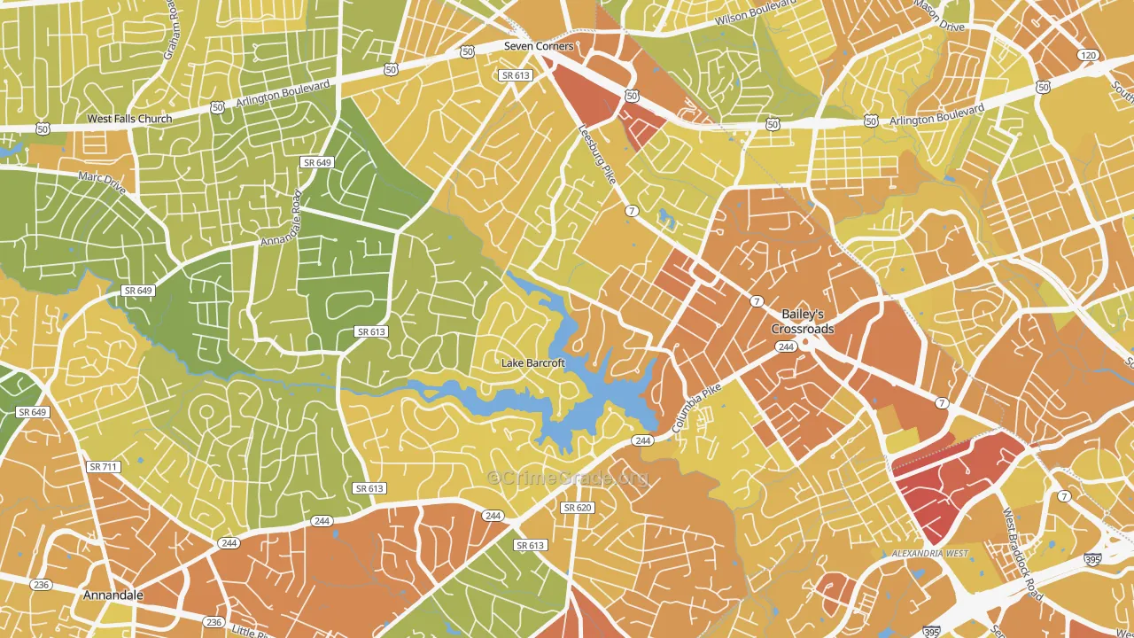 Lake Barcroft, Falls Church, VA Map of Vehicle Theft Rates
