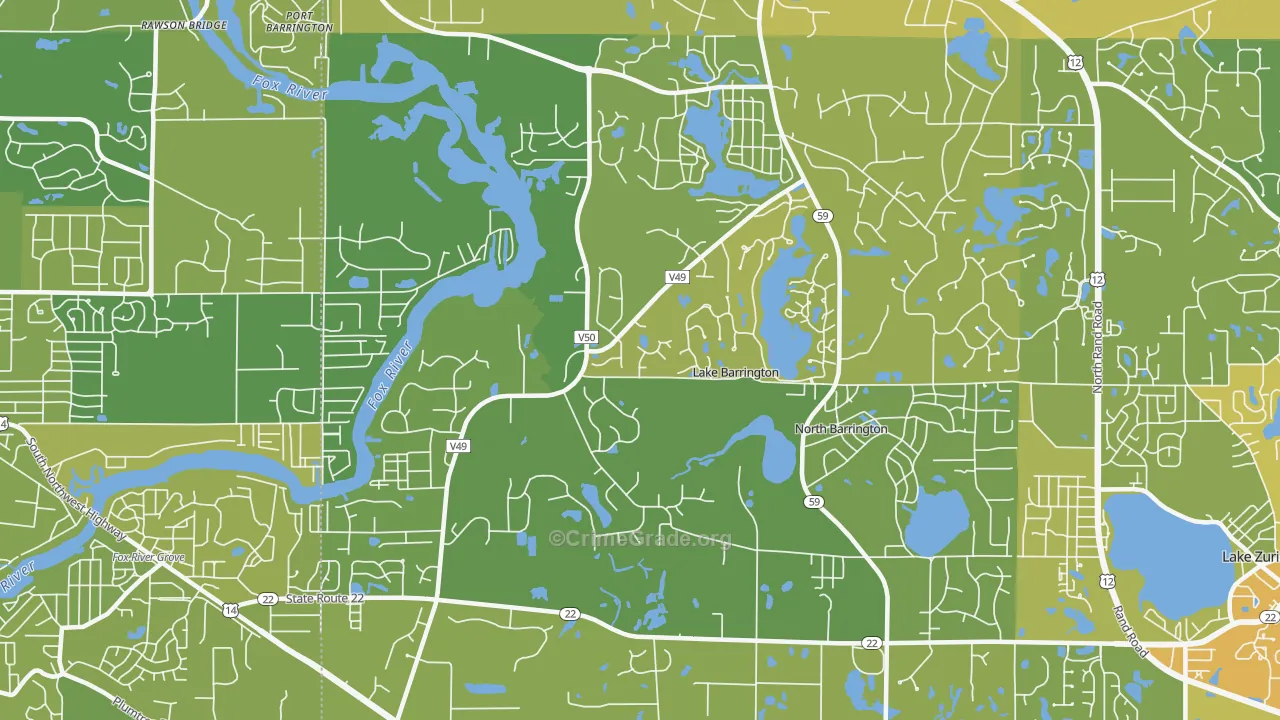 Lake Barrington, IL Map of Vehicle Theft Rates