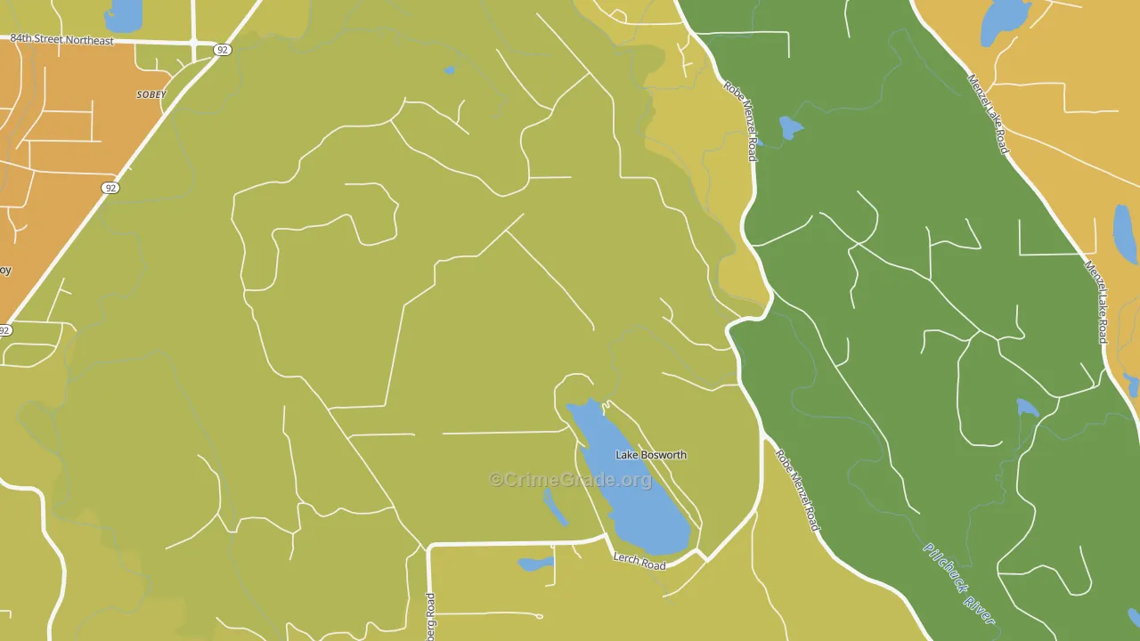 Lake Bosworth, WA Map of Vehicle Theft Rates