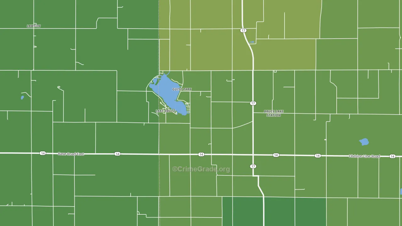 Lake Bruce, IN Map of Vehicle Theft Rates