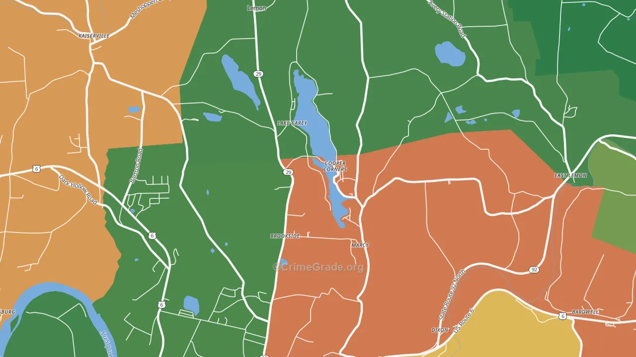 Lake Carey, PA Map of Vehicle Theft Rates