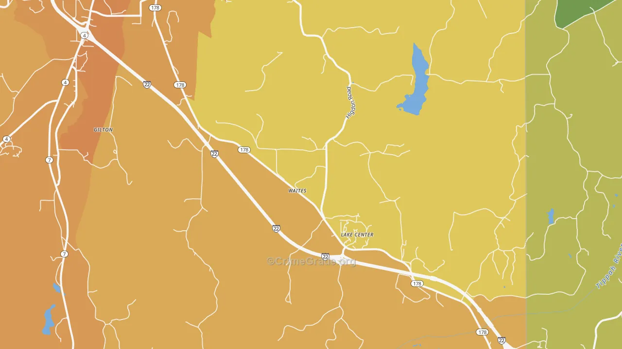 Lake Center, MS Map of Vehicle Theft Rates
