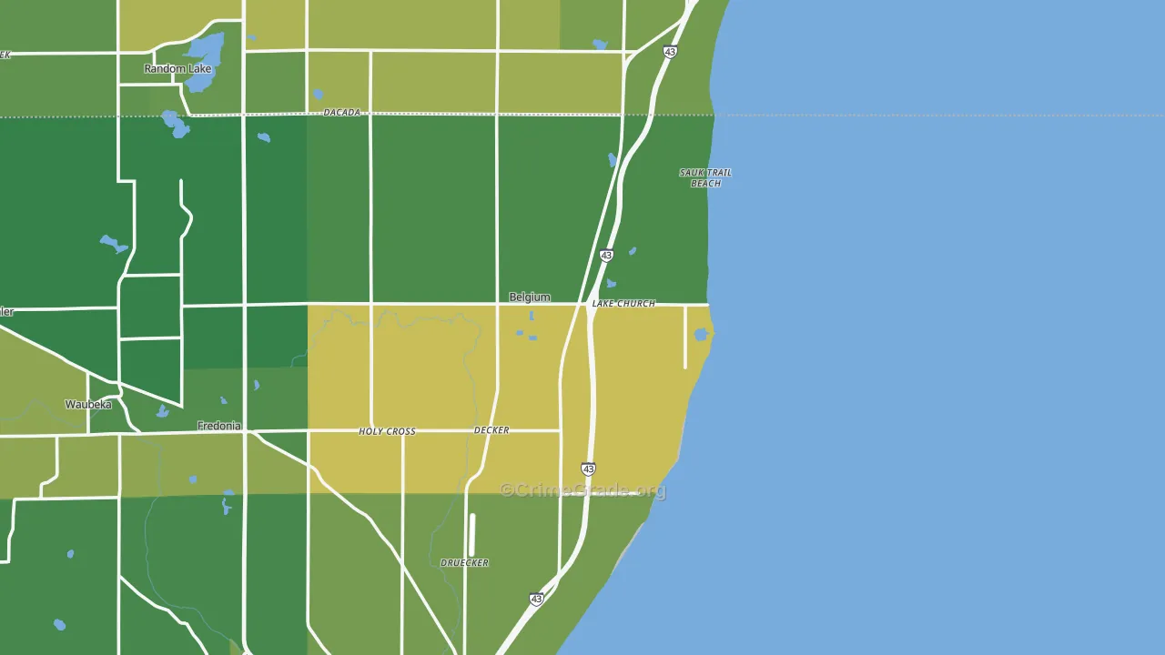 Lake Church, WI Map of Vehicle Theft Rates