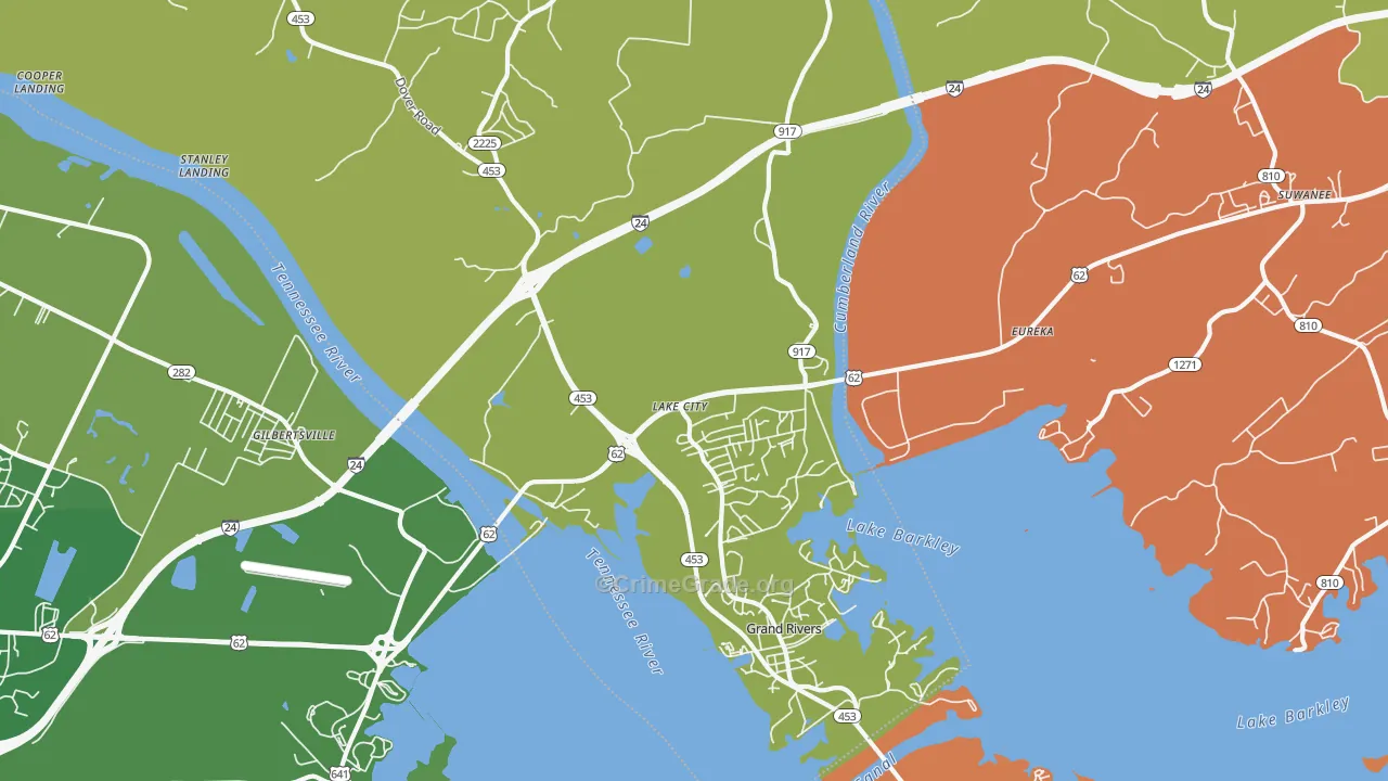 Lake City, KY Map of Vehicle Theft Rates
