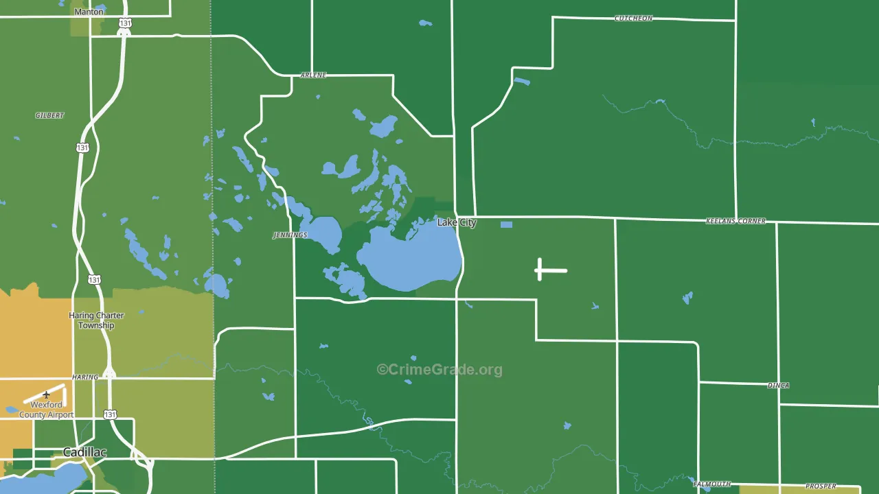 Lake City, MI Map of Vehicle Theft Rates