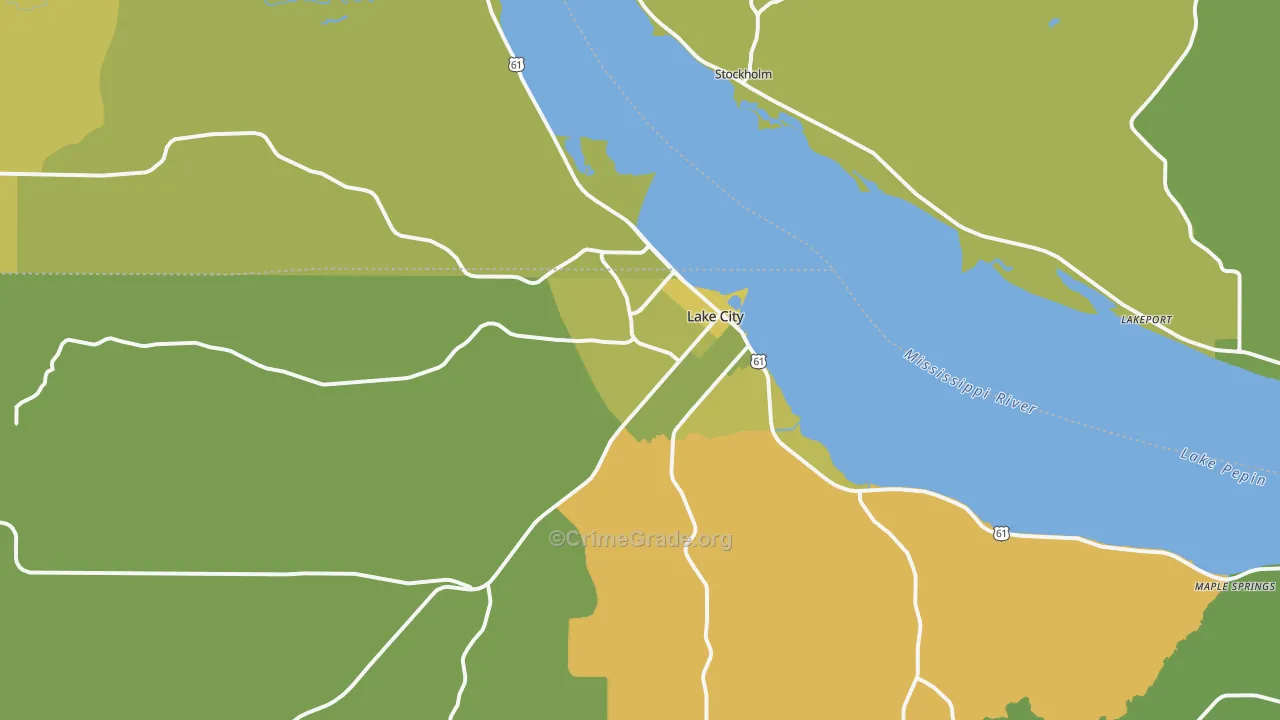 Lake City, MN Map of Vehicle Theft Rates
