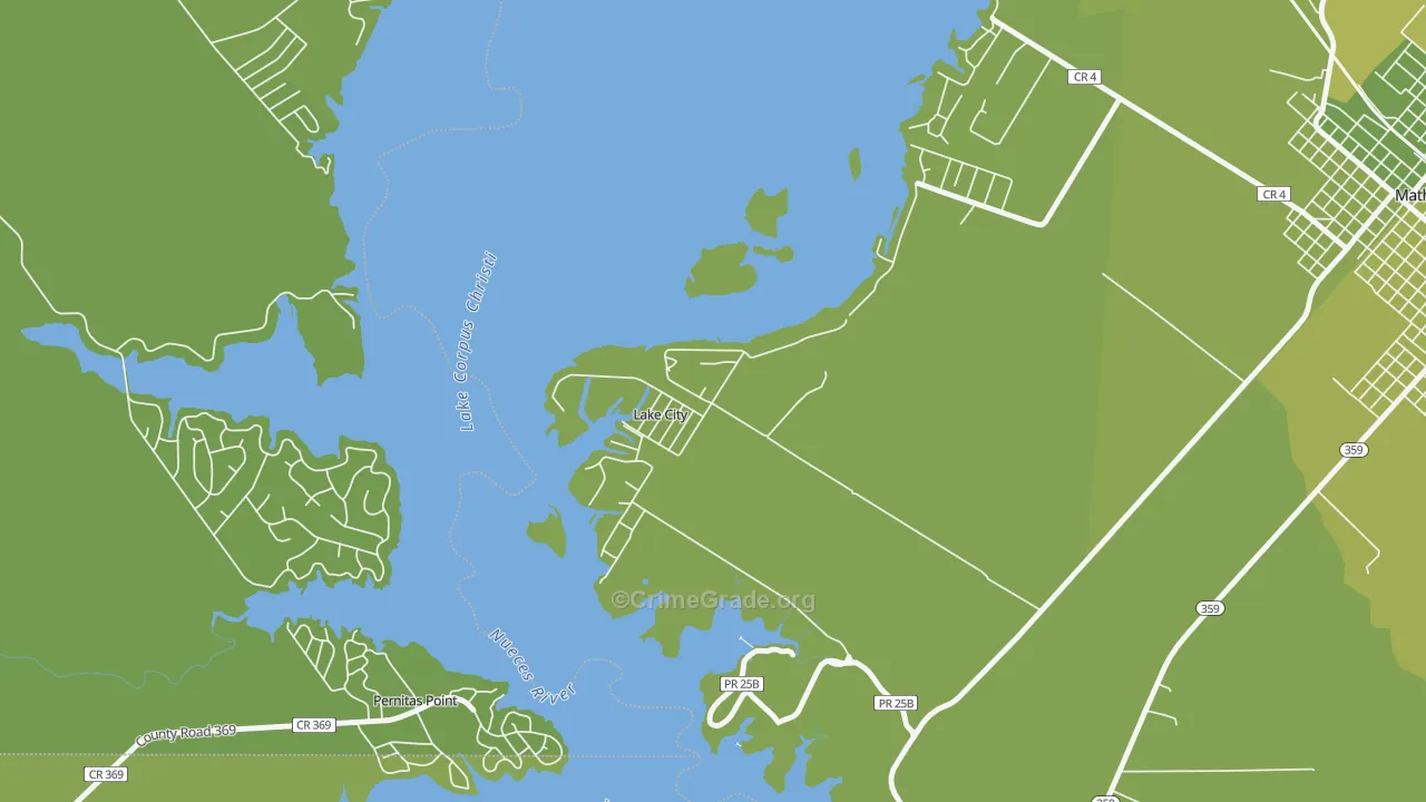 Lake City, TX Map of Vehicle Theft Rates