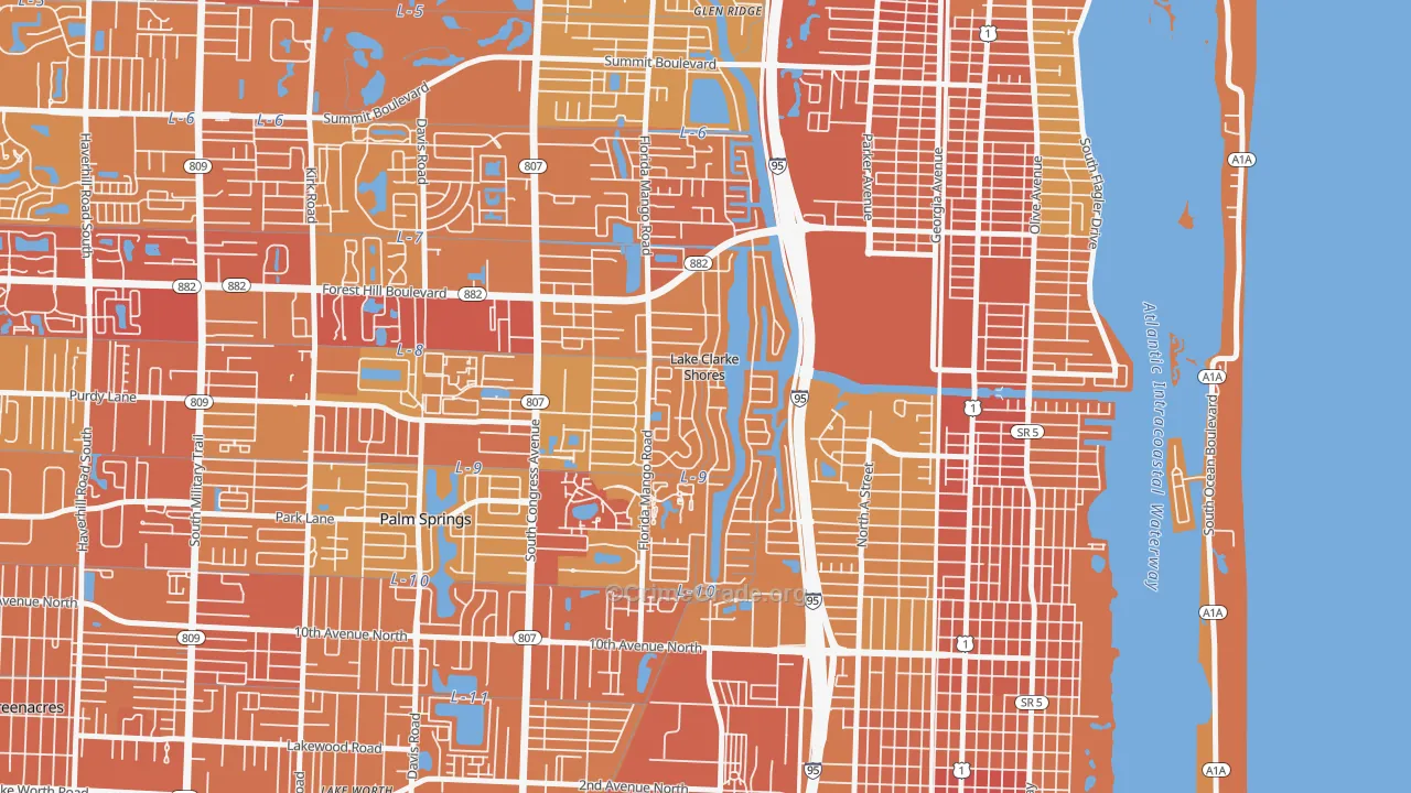Lake Clarke Shores, FL Map of Vehicle Theft Rates