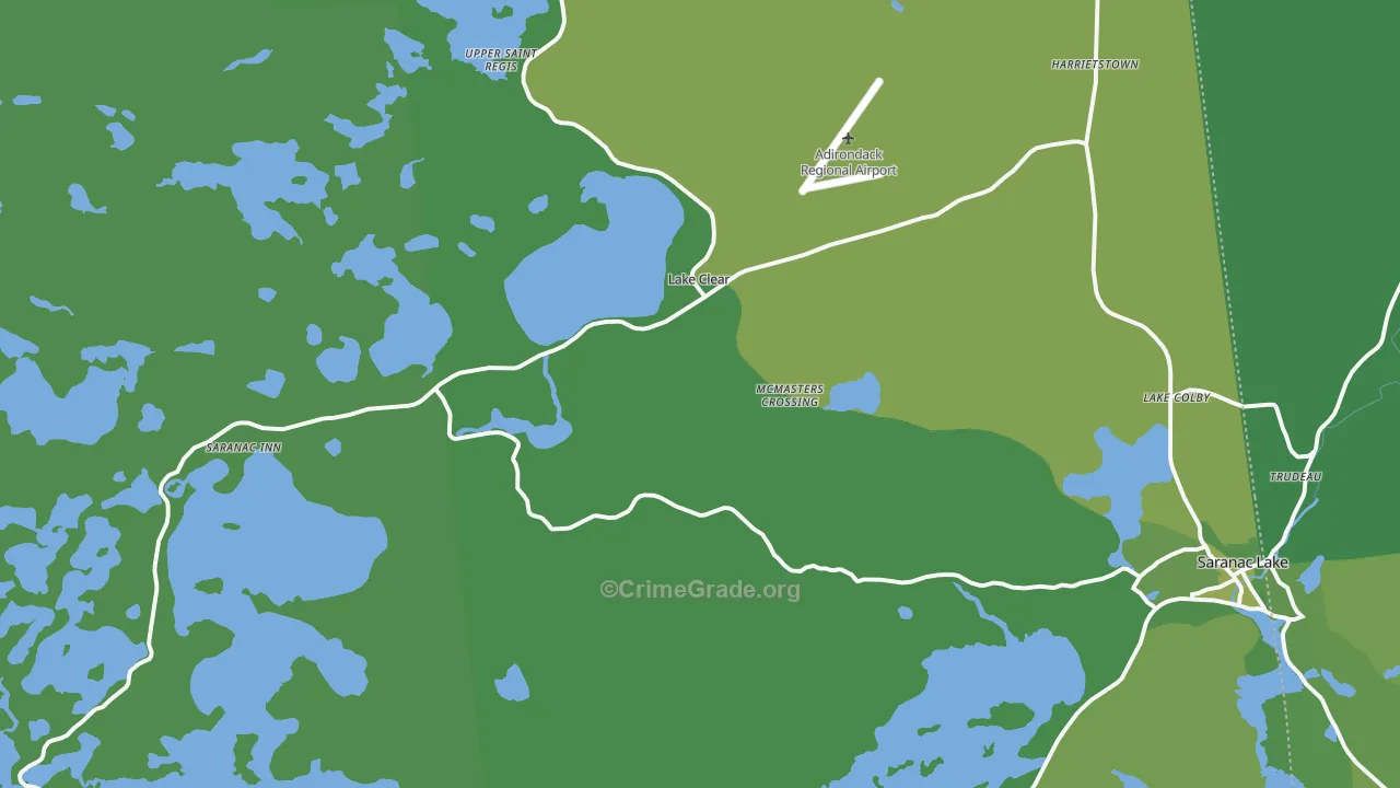 Lake Clear, NY Map of Vehicle Theft Rates