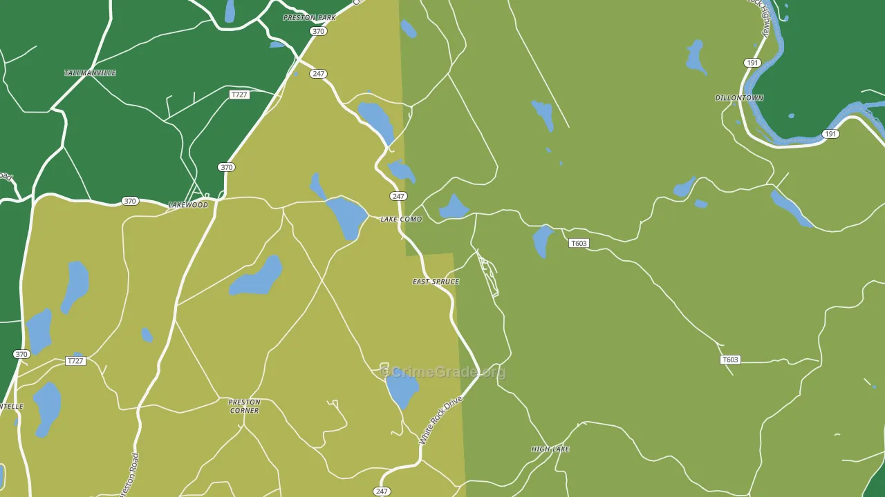Lake Como, PA Map of Vehicle Theft Rates