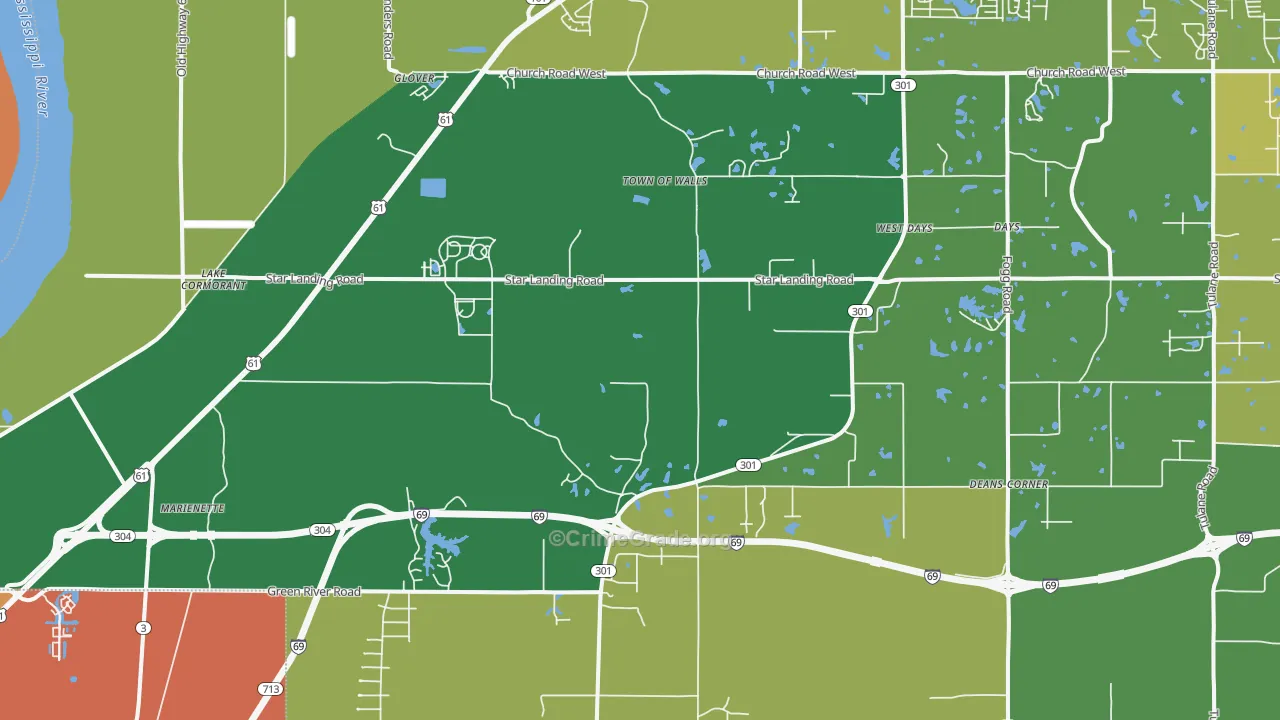 Lake Cormorant, MS Map of Vehicle Theft Rates