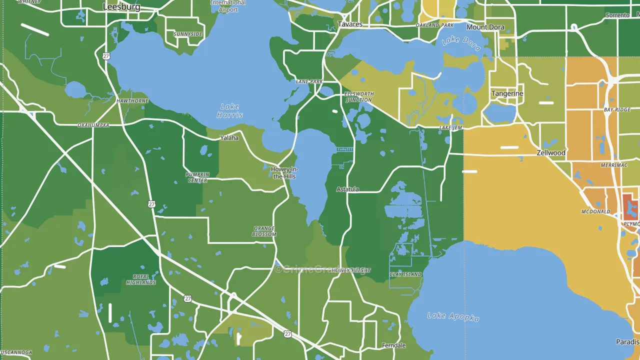 Lake County, FL Map of Vehicle Theft Rates