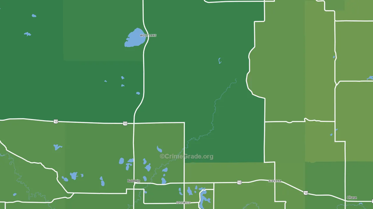 Lake County, MI Map of Vehicle Theft Rates