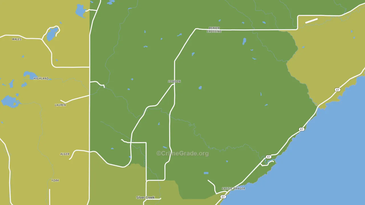 Lake County, MN Map of Vehicle Theft Rates