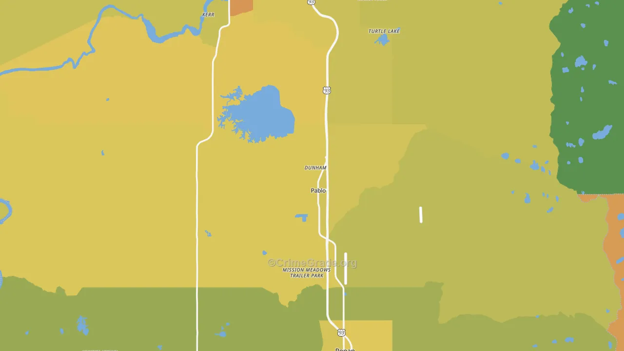 Lake County, MT Map of Vehicle Theft Rates