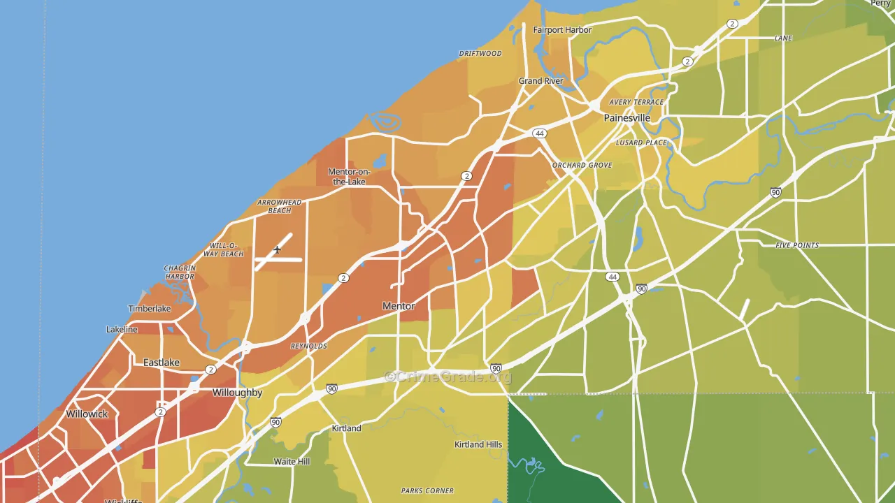 Lake County, OH Map of Vehicle Theft Rates