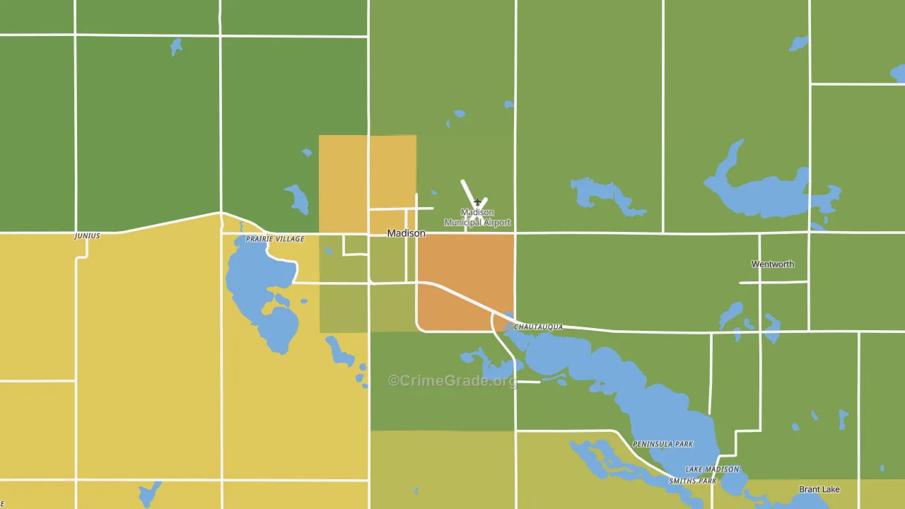 Lake County, SD Map of Vehicle Theft Rates