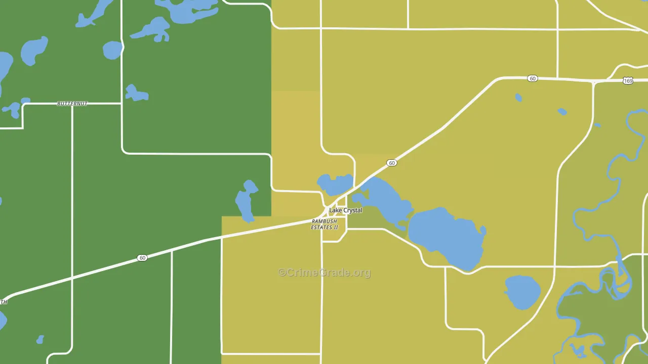 Lake Crystal, MN Map of Vehicle Theft Rates
