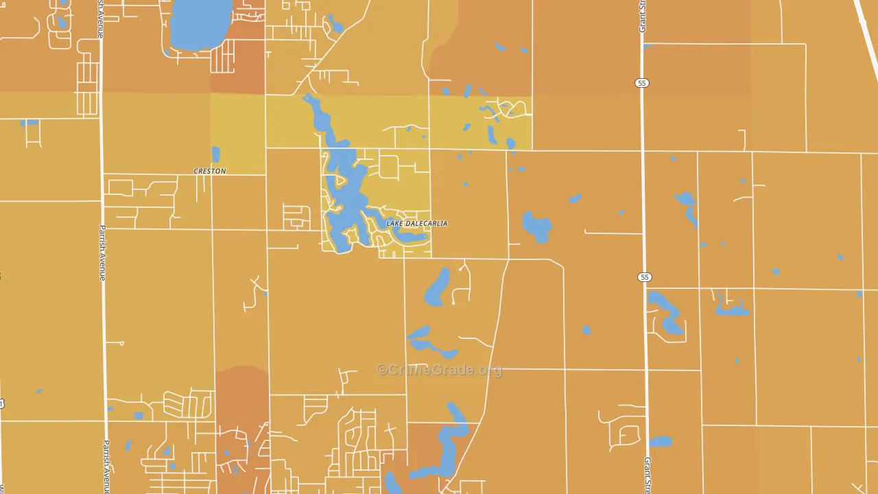 Lake Dalecarlia, IN Map of Vehicle Theft Rates