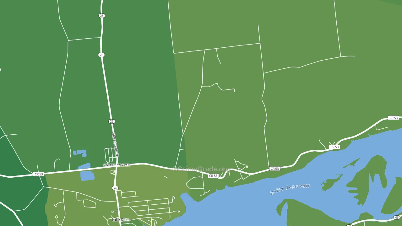 Lake Delta, NY Map of Vehicle Theft Rates