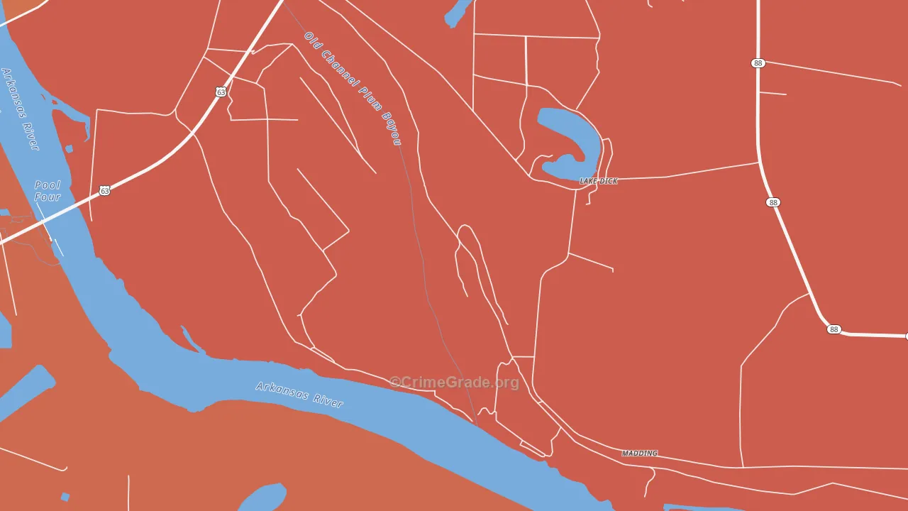 Lake Dick, AR Map of Vehicle Theft Rates