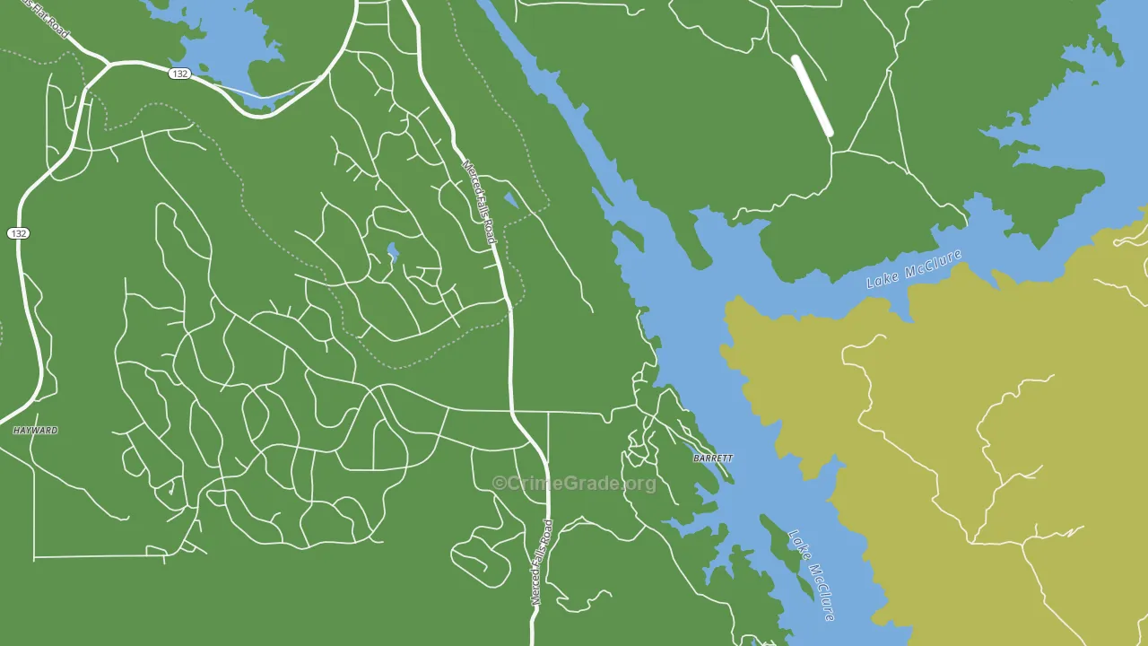 Lake Don Pedro, CA Map of Vehicle Theft Rates