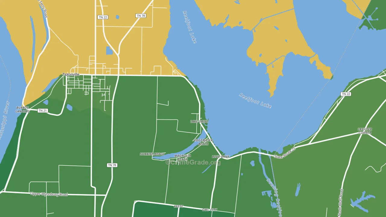 Lake Drive, TN Map of Vehicle Theft Rates