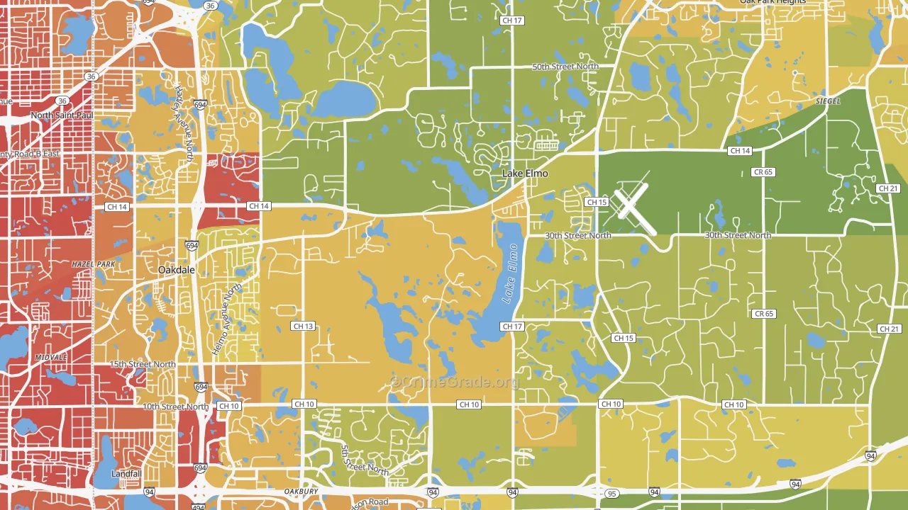 Lake Elmo, MN Map of Vehicle Theft Rates