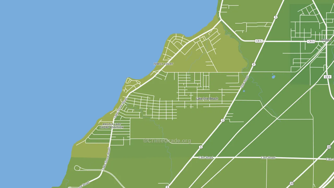 Lake Erie Beach, NY Map of Vehicle Theft Rates