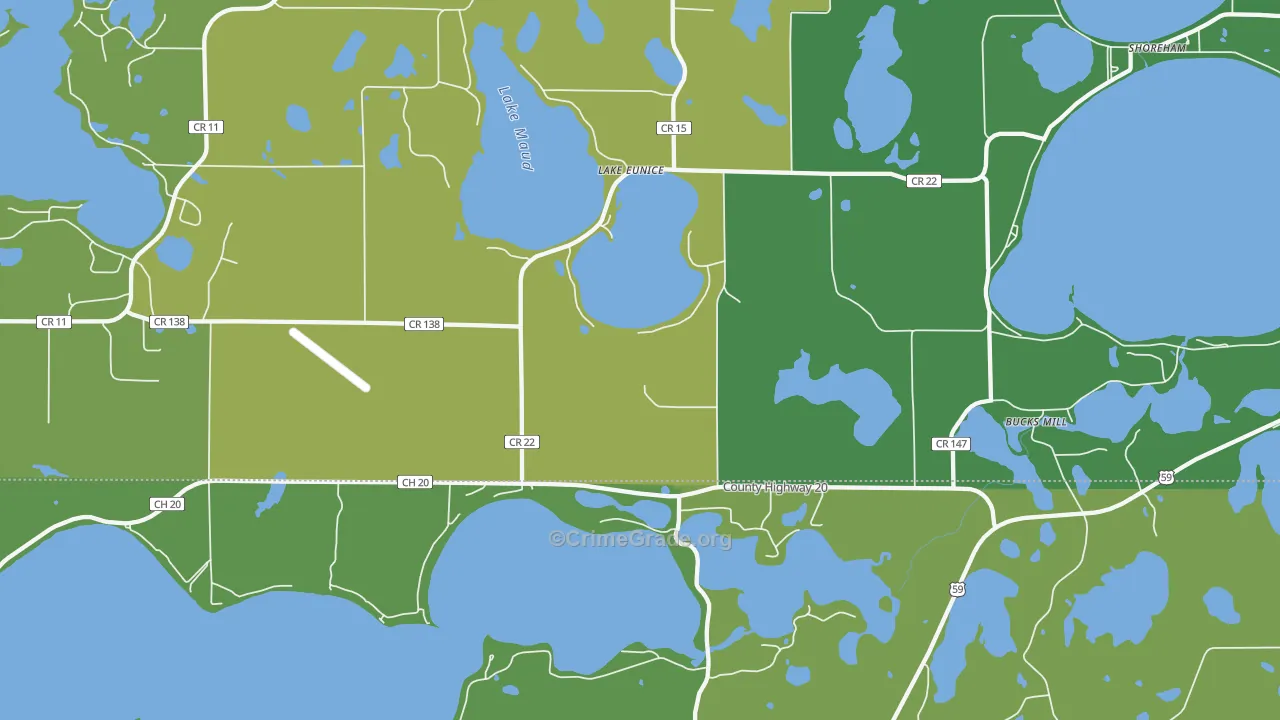 Lake Eunice, MN Map of Vehicle Theft Rates