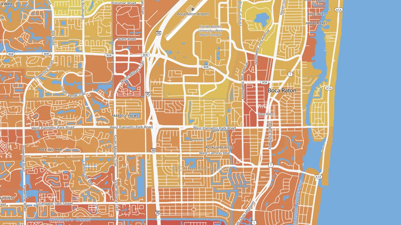 Lake Floresta Park, Boca Raton, FL Map of Vehicle Theft Rates