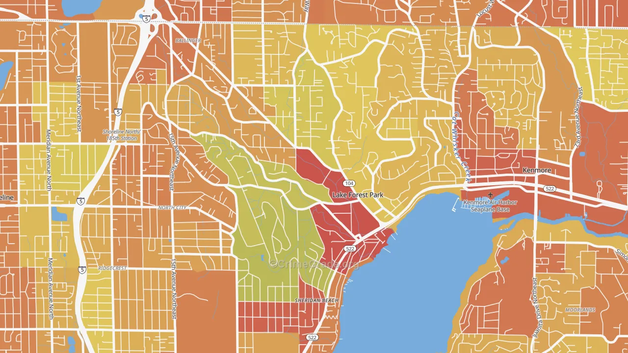 Lake Forest Park, WA Map of Vehicle Theft Rates