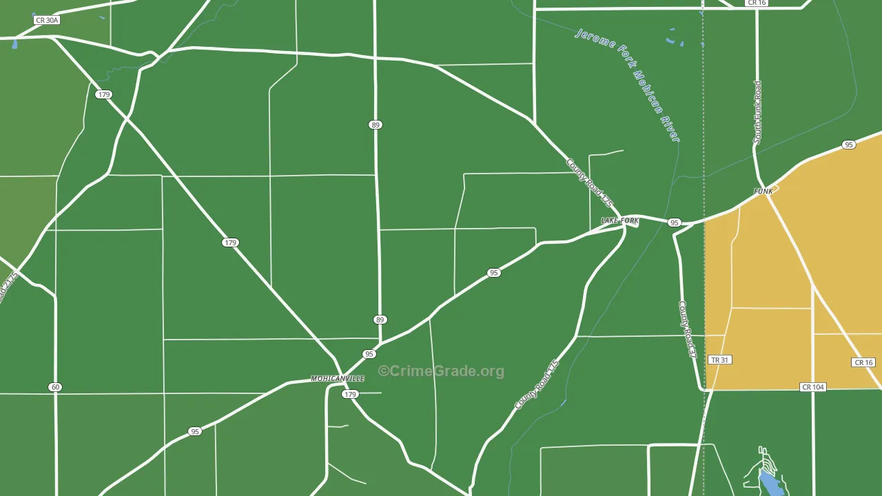Lake Fork, OH Map of Vehicle Theft Rates