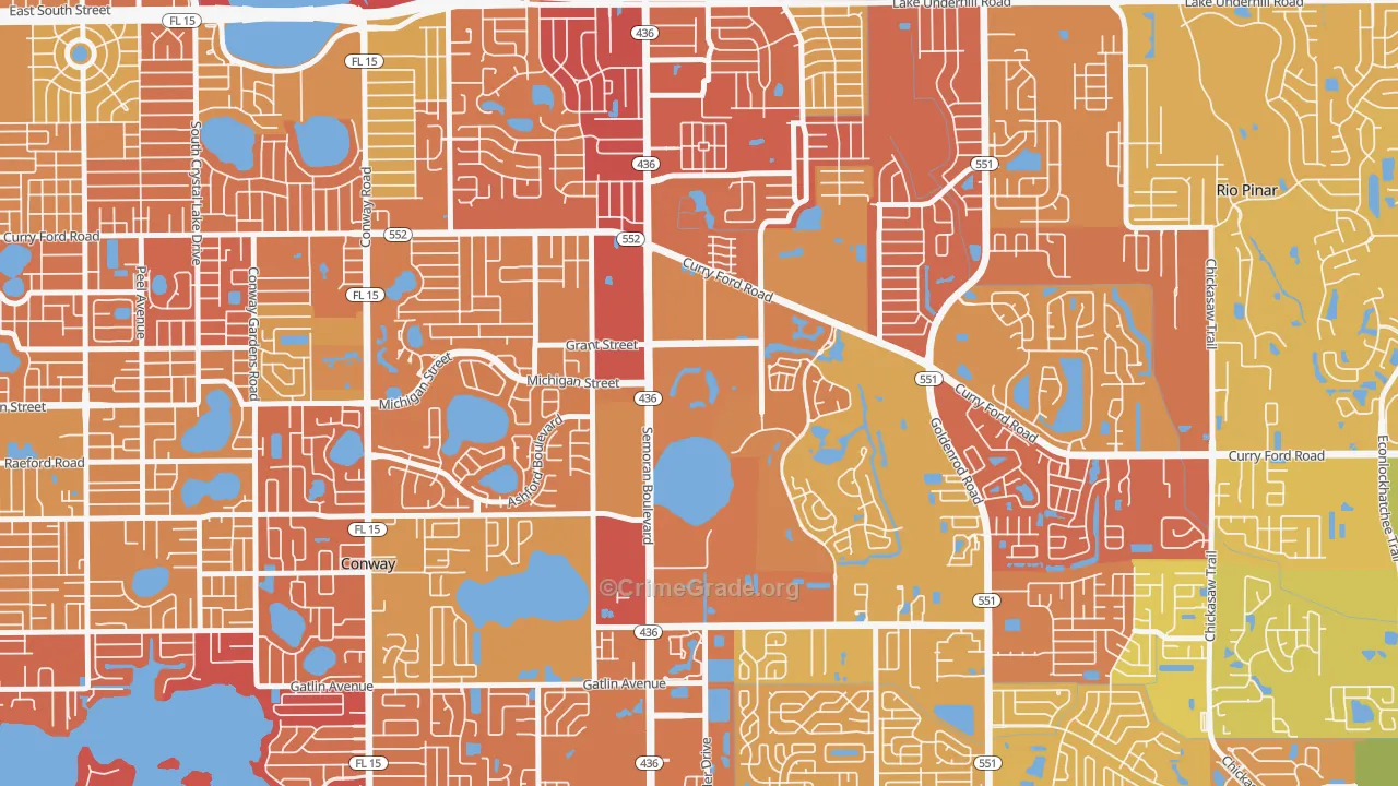 Lake Frederica, Orlando, FL Map of Vehicle Theft Rates