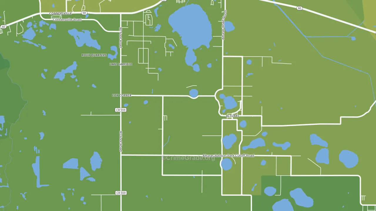Lake Garfield, FL Map of Vehicle Theft Rates