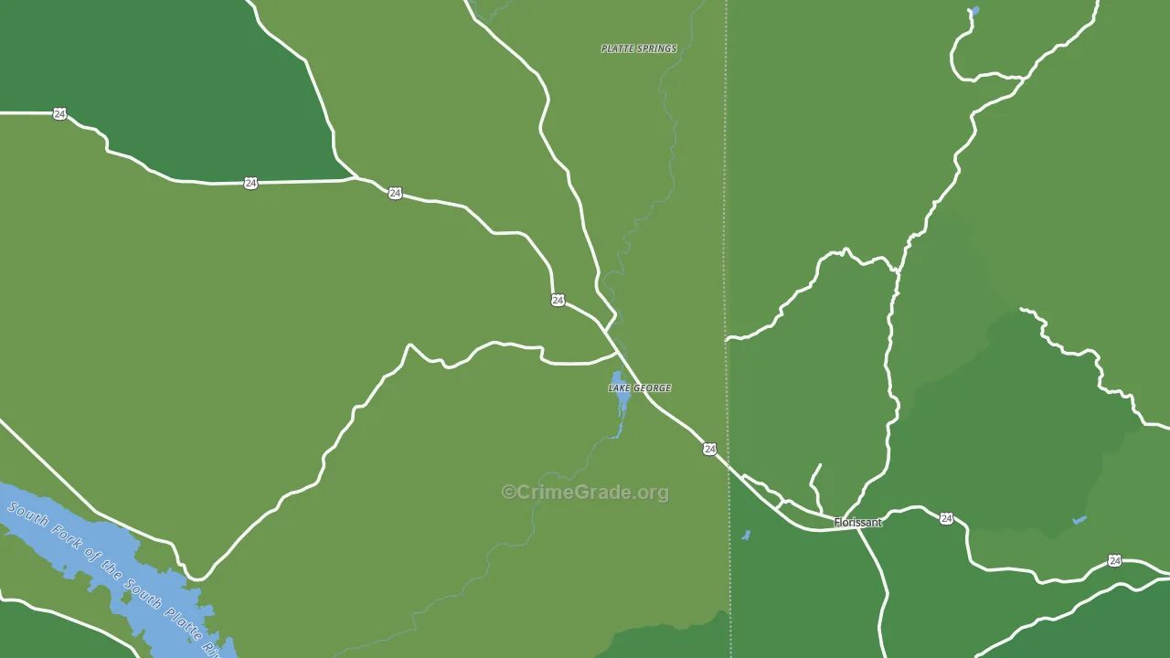 Lake George, CO Map of Vehicle Theft Rates