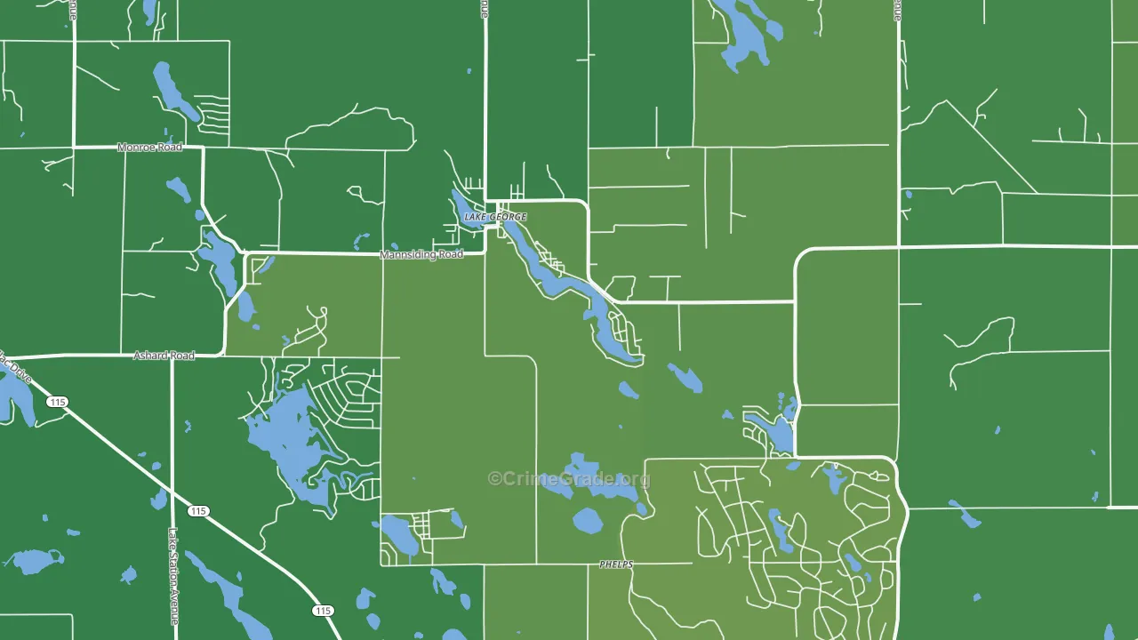 Lake George, MI Map of Vehicle Theft Rates