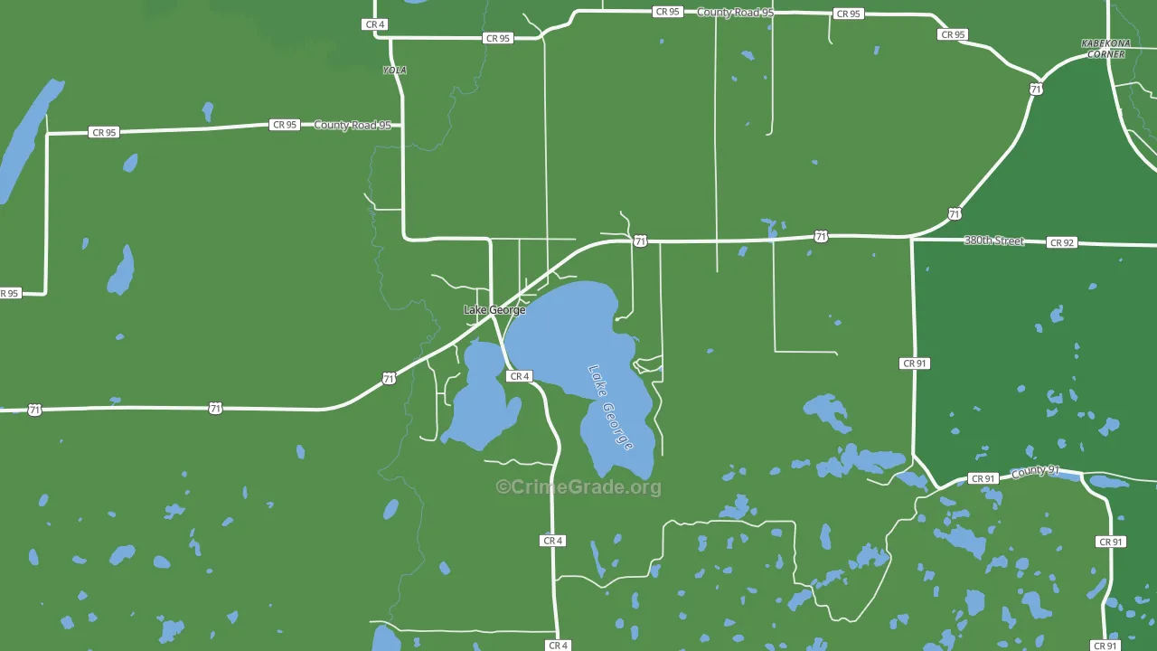 Lake George, MN Map of Vehicle Theft Rates