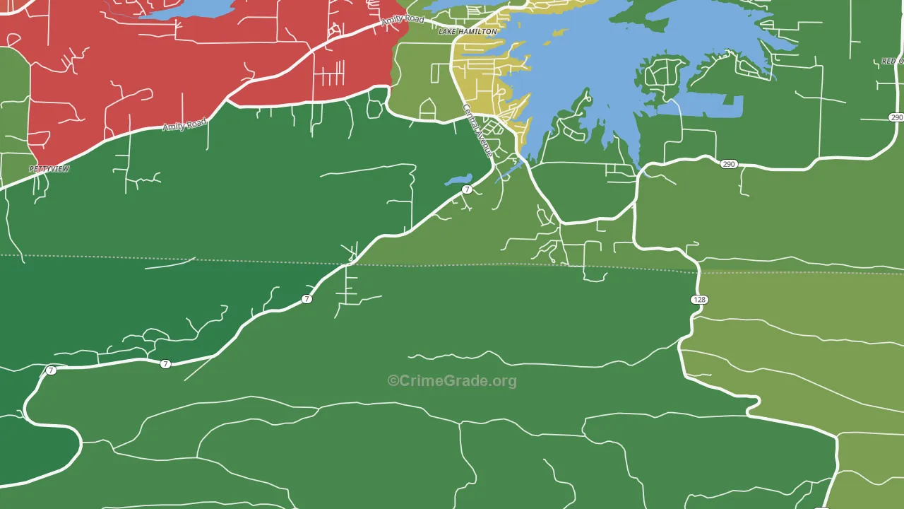 Lake Hamilton, AR Map of Vehicle Theft Rates