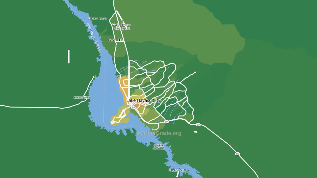 Lake Havasu City, AZ Map of Vehicle Theft Rates