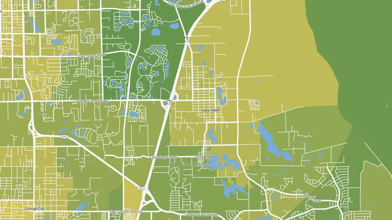 Lake Helen, FL Map of Vehicle Theft Rates