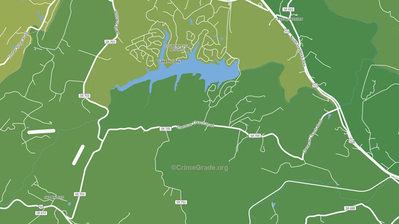 Lake Holiday, VA Map of Vehicle Theft Rates