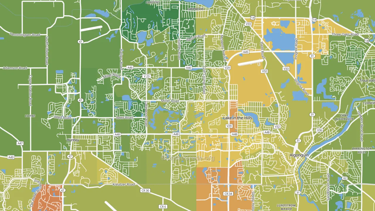 Lake in the Hills, IL Map of Vehicle Theft Rates