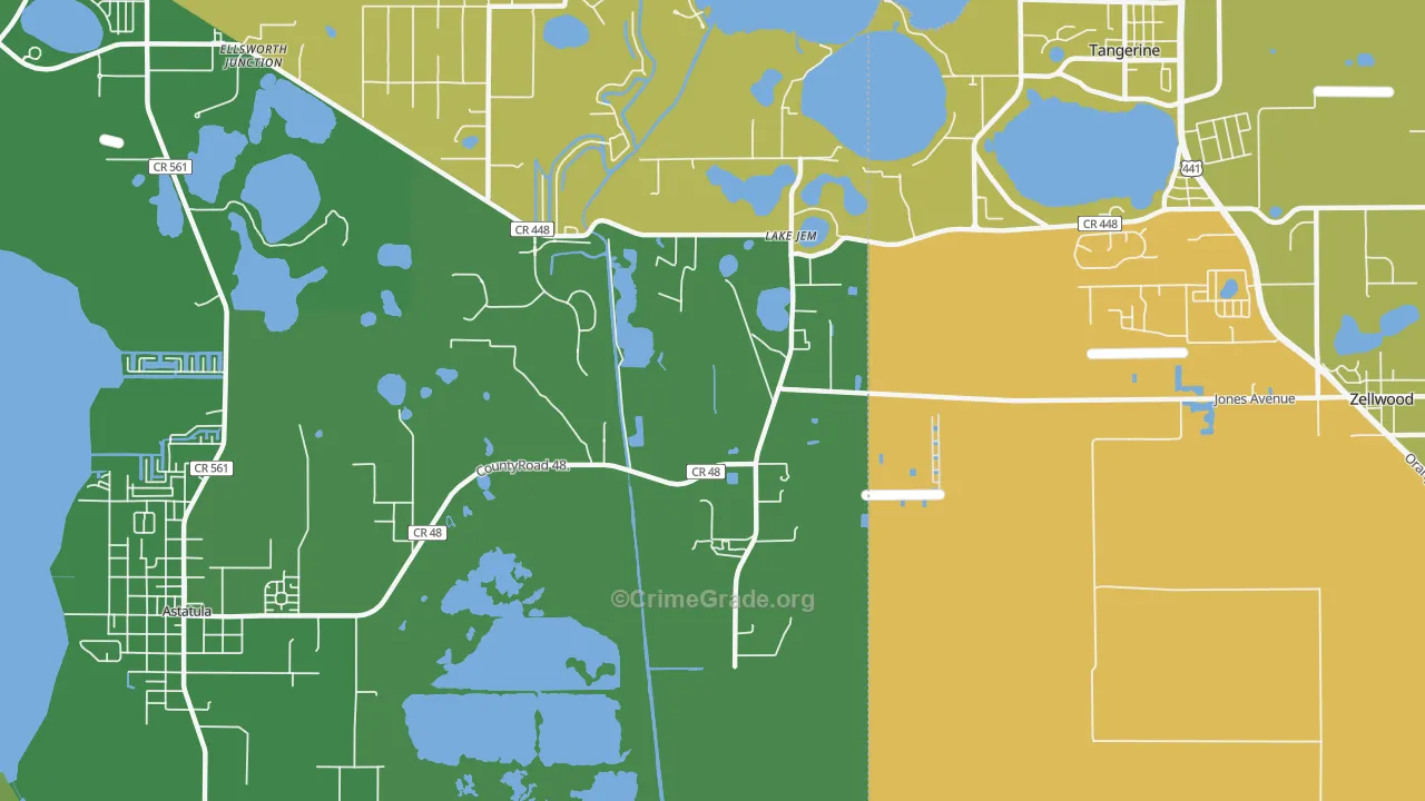 Lake Jem, FL Map of Vehicle Theft Rates