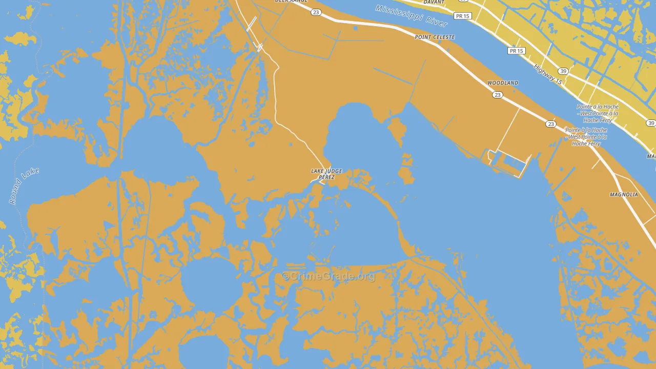 Lake Judge Perez, LA Map of Vehicle Theft Rates