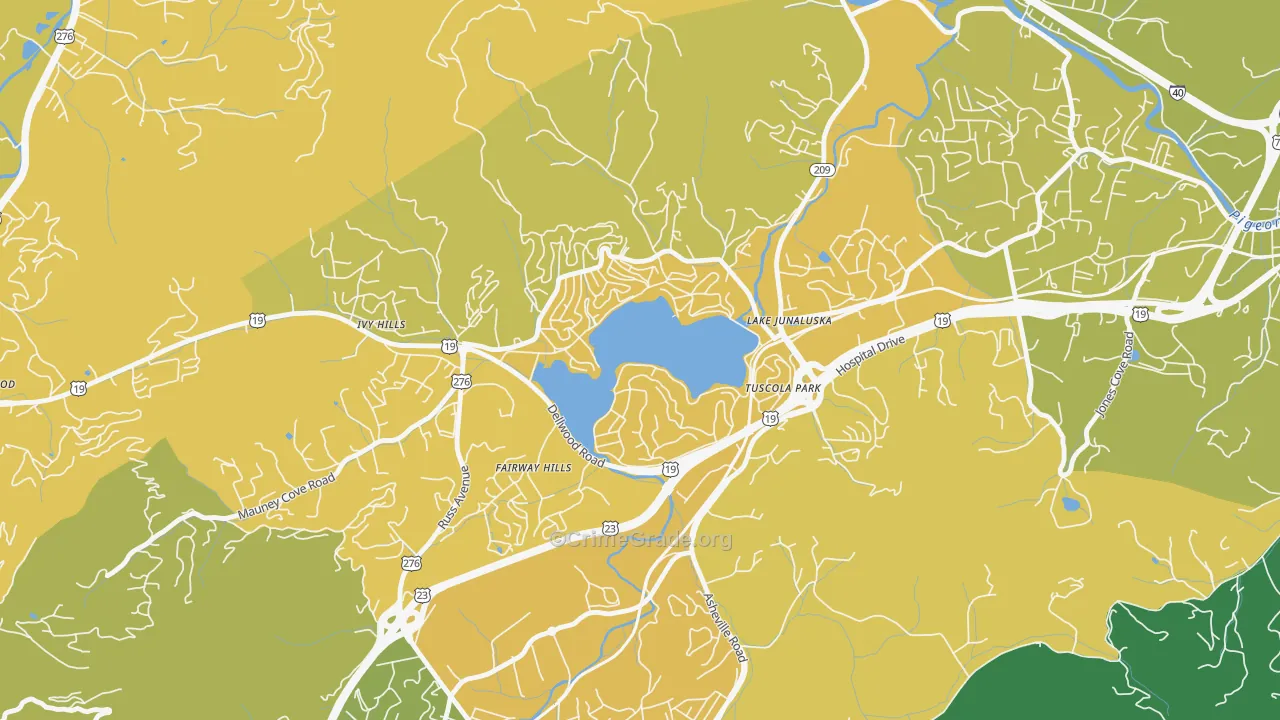 Lake Junaluska, NC Map of Vehicle Theft Rates