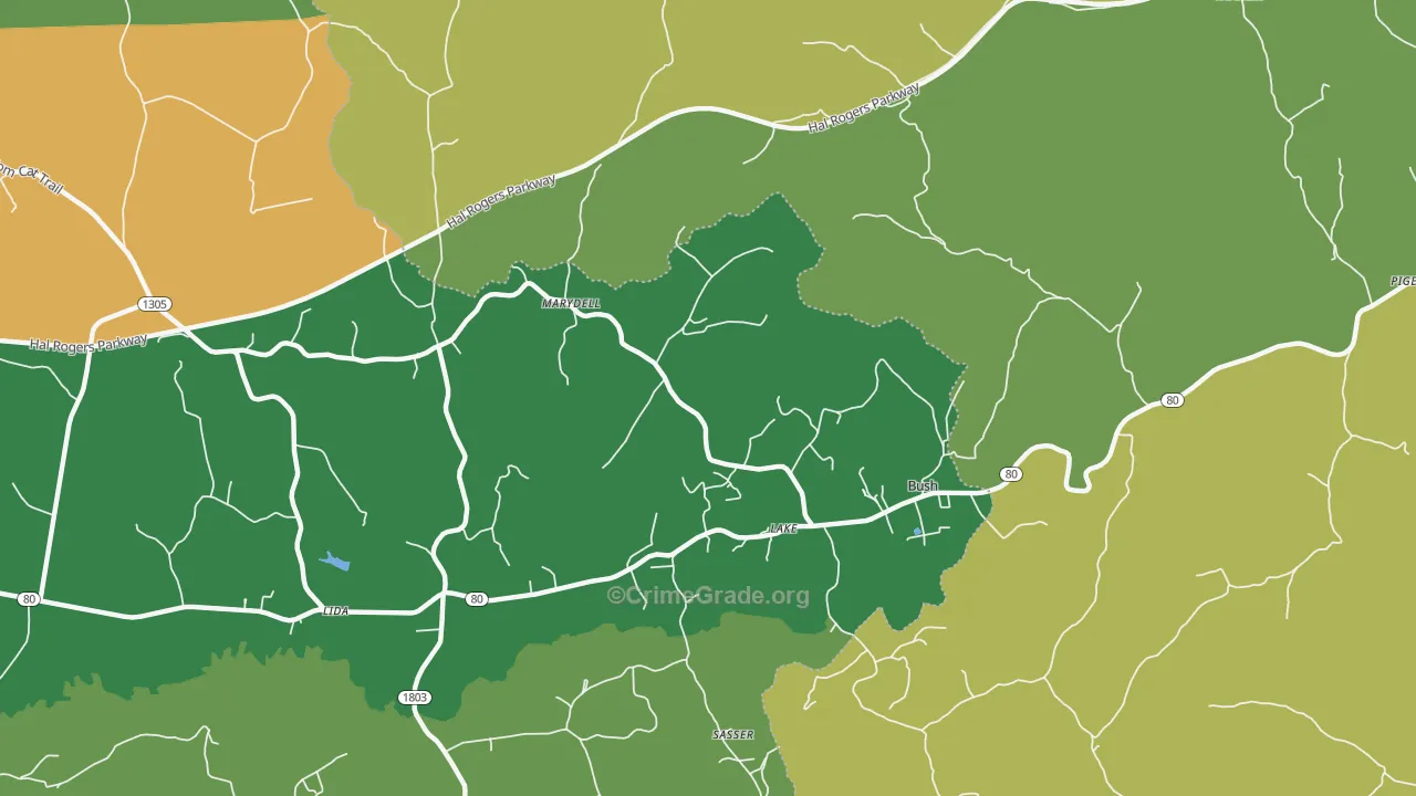 Lake, KY Map of Vehicle Theft Rates