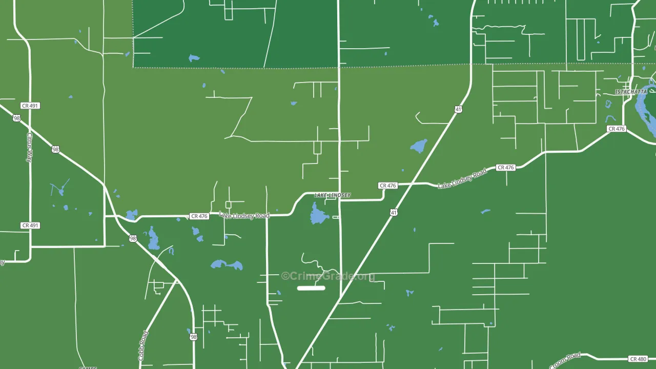 Lake Lindsey, FL Map of Vehicle Theft Rates